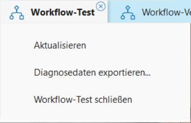 Reitermenü: Workflow-Test